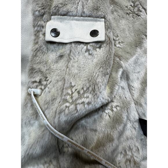 Womens Hemp Hoodlamb Size Medium Jacket Coat Hooded Cream Fur Lined Canvas Heavy - Picture 7 of 12